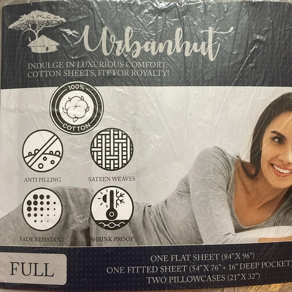 Urbanhut 1000 Thread Gray Cotton Sheets. NWOT. Full Size Sheets.